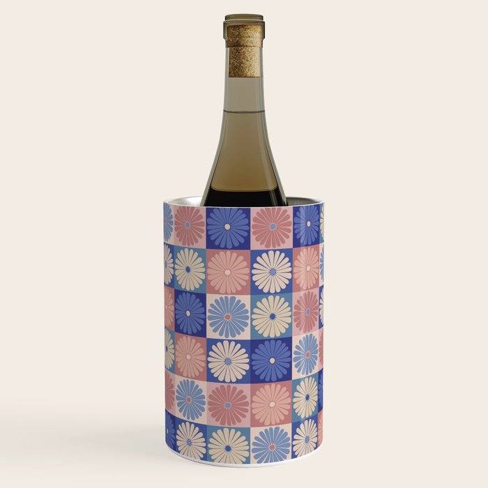 Retro Flowers Check Pattern XIII Wine Chiller Gallery Image 3