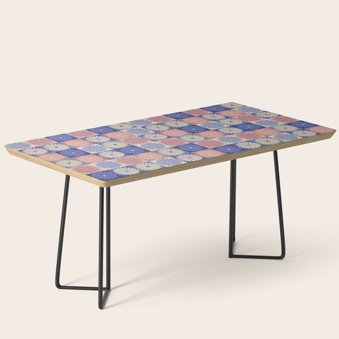 Retro Flowers Check Pattern XIII Coffee Table Gallery Image 1