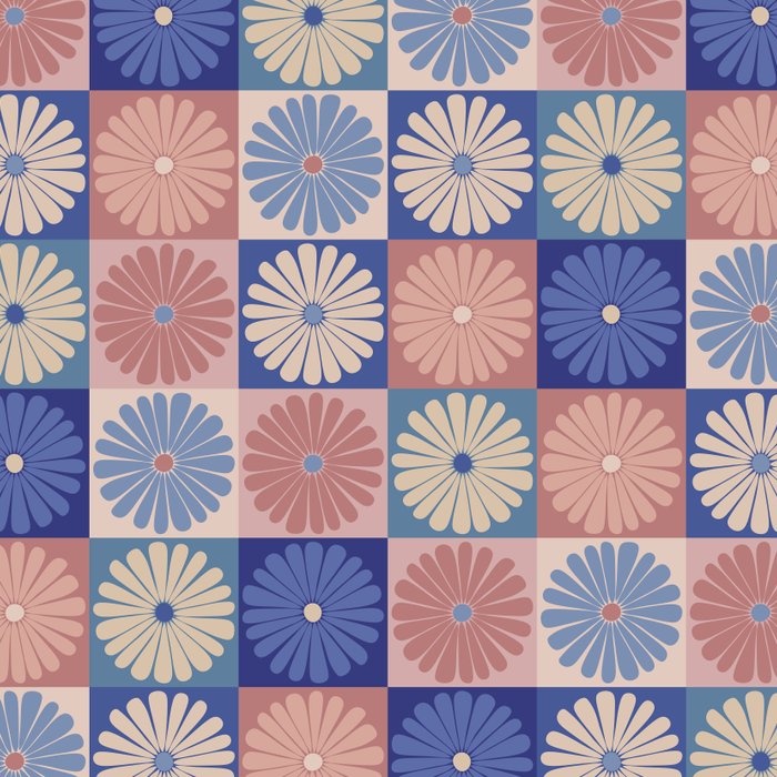 Retro Flowers Check Pattern XIII Coffee Mug Gallery Image 2