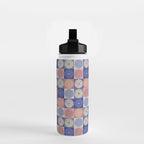 Retro Flowers Check Pattern XIII Water Bottle Gallery Image 2