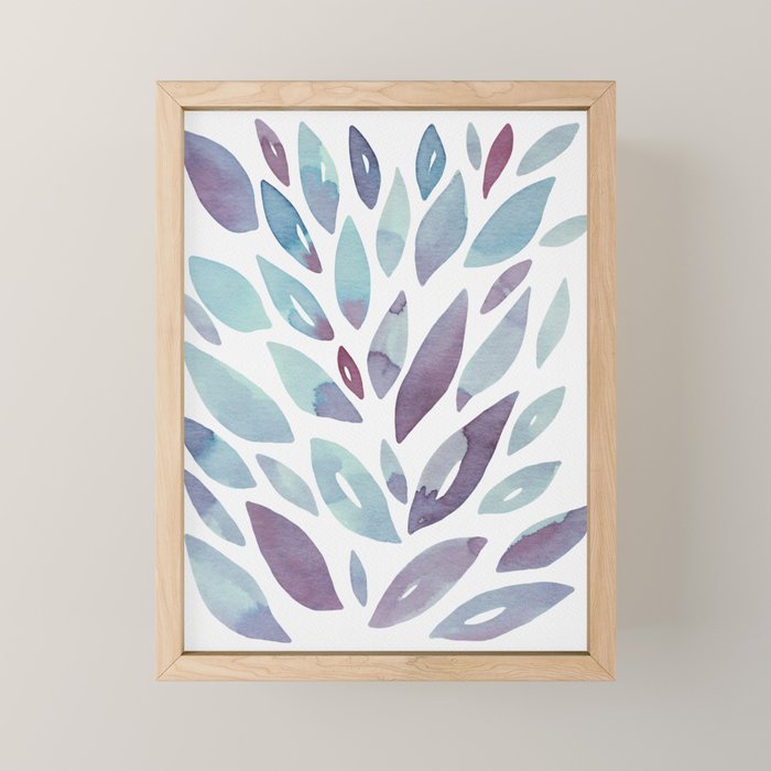 Watercolor floral petals - purple and blue Mini Art Print Gallery Image 1