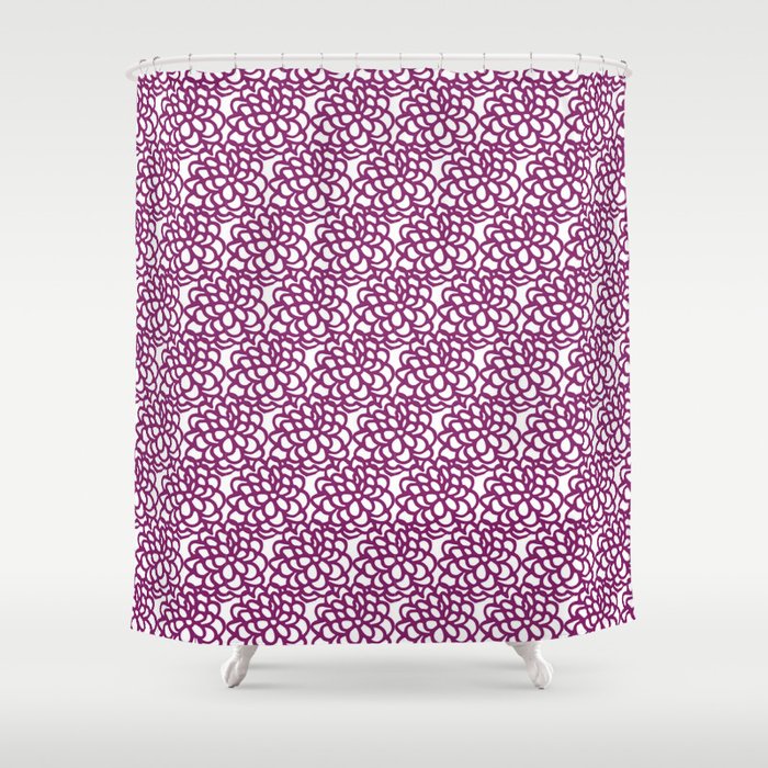 dahlia: purple floral pattern Shower Curtain Gallery Image 1