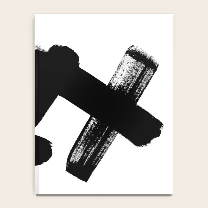 X Black & White Minimalist Abstract Mid century Ink Art Dark Brush Strokes Notebook Gallery Image 4