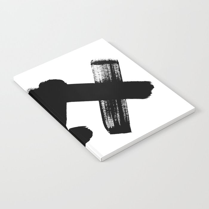 X Black & White Minimalist Abstract Mid century Ink Art Dark Brush Strokes Notebook Gallery Image 1