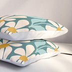 Oh, Daisy! Teal, off-white, yellow Pillow Sham Gallery Image 3
