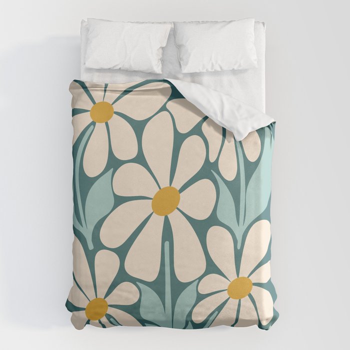 Oh, Daisy! Teal, off-white, yellow Duvet Cover Gallery Image 6