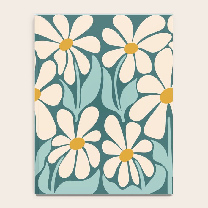 Oh, Daisy! Teal, off-white, yellow Notebook Gallery Image 4