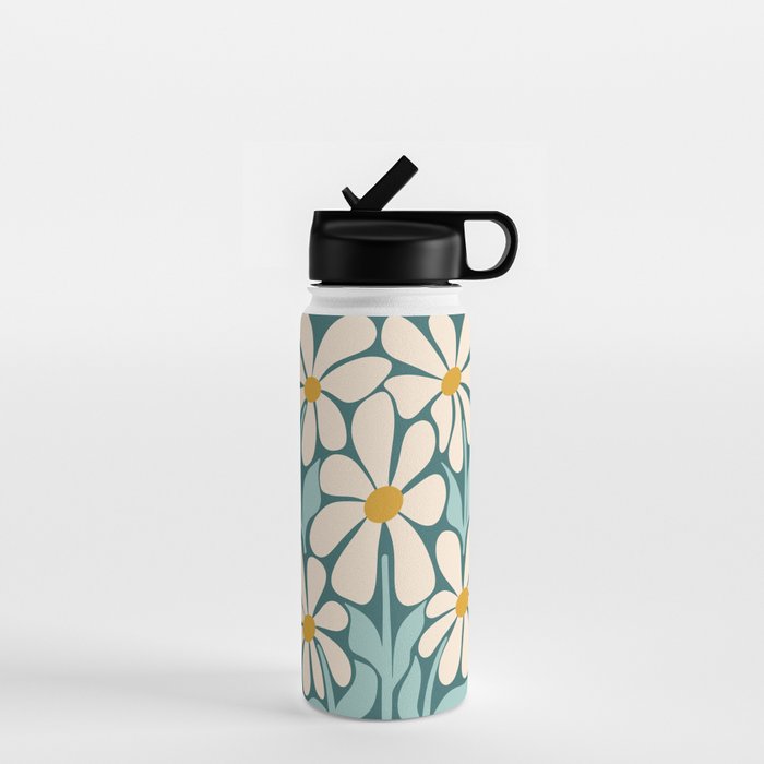 Oh, Daisy! Teal, off-white, yellow Water Bottle Gallery Image 1