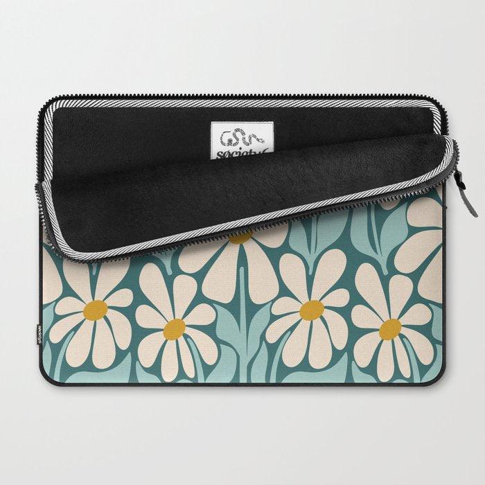Oh, Daisy! Teal, off-white, yellow Laptop Sleeve Gallery Image 2