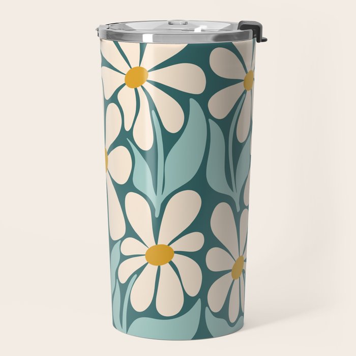 Oh, Daisy! Teal, off-white, yellow Travel Mug Gallery Image 2