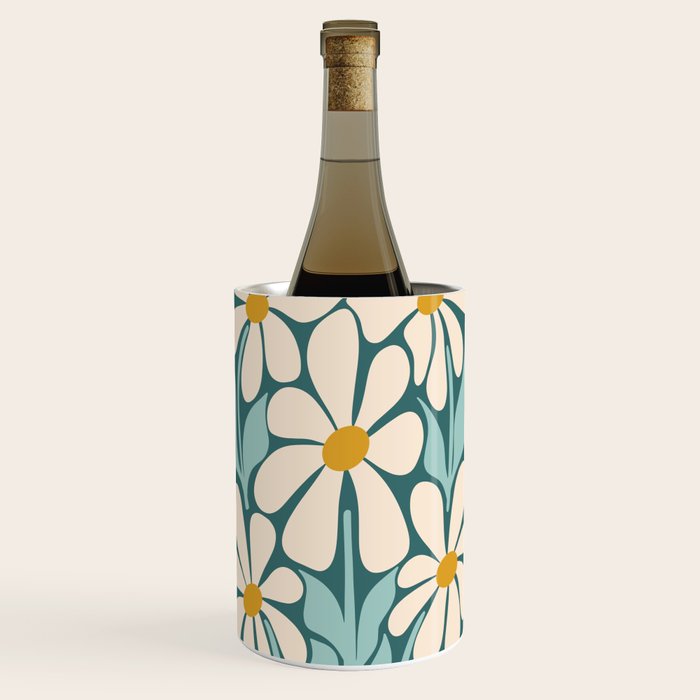 Oh, Daisy! Teal, off-white, yellow Wine Chiller Gallery Image 1