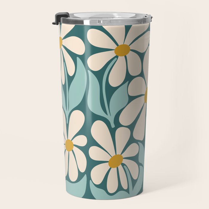 Oh, Daisy! Teal, off-white, yellow Travel Mug Gallery Image 3