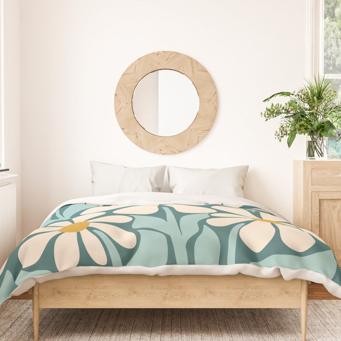 Oh, Daisy! Teal, off-white, yellow Duvet Cover Gallery Image 3