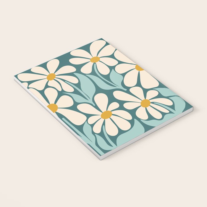 Oh, Daisy! Teal, off-white, yellow Notebook Gallery Image 3