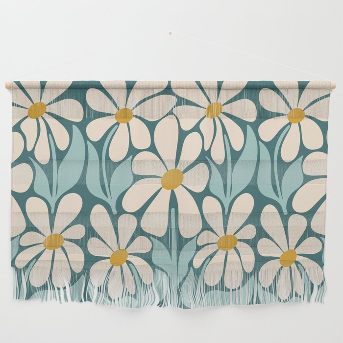Oh, Daisy! Teal, off-white, yellow Wall Hanging Gallery Image 1