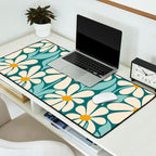 Oh, Daisy! Teal, off-white, yellow Desk Mat Gallery Image 2