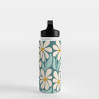 Oh, Daisy! Teal, off-white, yellow Water Bottle Gallery Image 3