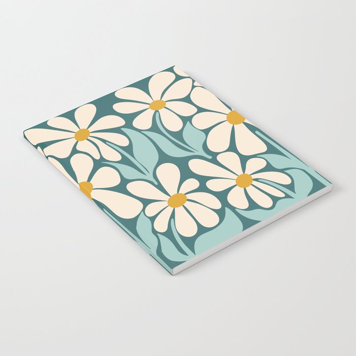 Oh, Daisy! Teal, off-white, yellow Notebook Gallery Image 2