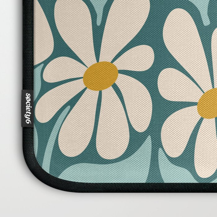 Oh, Daisy! Teal, off-white, yellow Laptop Sleeve Gallery Image 3