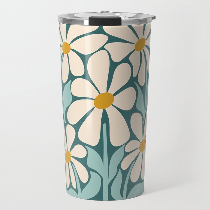 Oh, Daisy! Teal, off-white, yellow Travel Mug