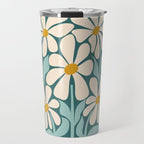Oh, Daisy! Teal, off-white, yellow Travel Mug Gallery Image 1