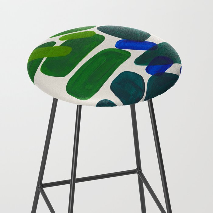 Minimalist Modern Mid Century Colorful Abstract Shapes Phthalo Blue Lime Green Gradient Overlapping Stool Gallery Image 2