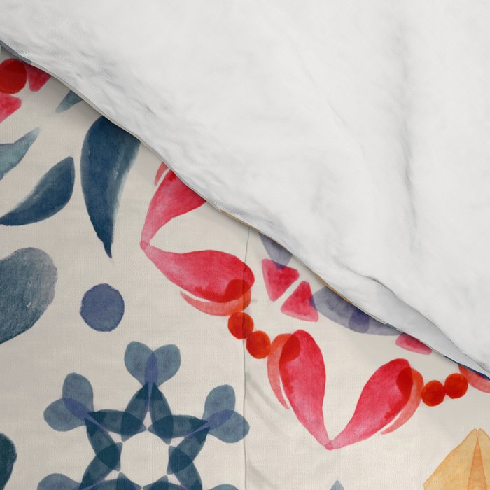 Watercolor Kaleidoscope Floral - desaturated Comforter Gallery Image 4