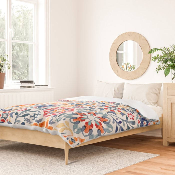 Watercolor Kaleidoscope Floral - desaturated Duvet Cover Gallery Image 2