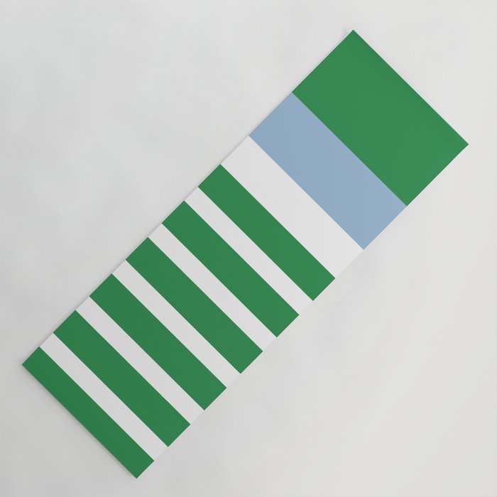 Mixed Stripe Pattern in Green, Baby Blue, and White Yoga Mat Gallery Image 1