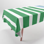 Mixed Stripe Pattern in Green, Baby Blue, and White Tablecloth Gallery Image 1