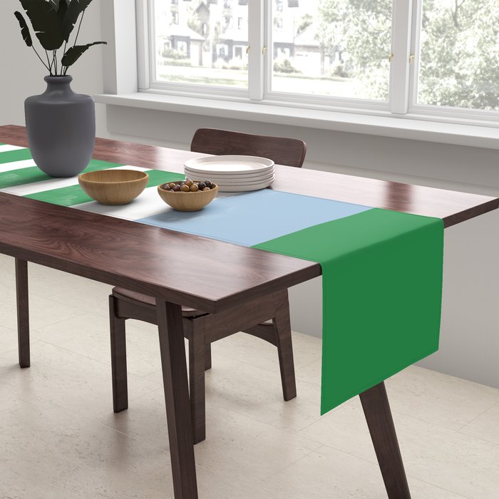Mixed Stripe Pattern in Green, Baby Blue, and White Table Runner Gallery Image 2