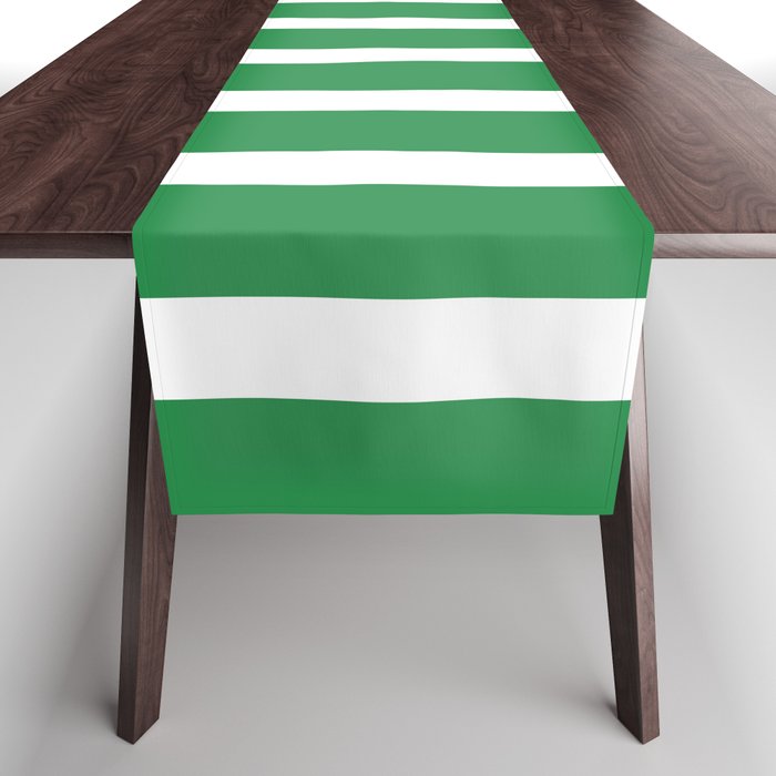Mixed Stripe Pattern in Green, Baby Blue, and White Table Runner Gallery Image 1