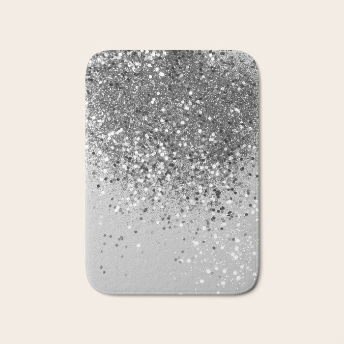 Soft Silver Gray Glitter #1 (Faux Glitter - Photography) #shiny #decor #art #society6 Bath Mat Gallery Image 1