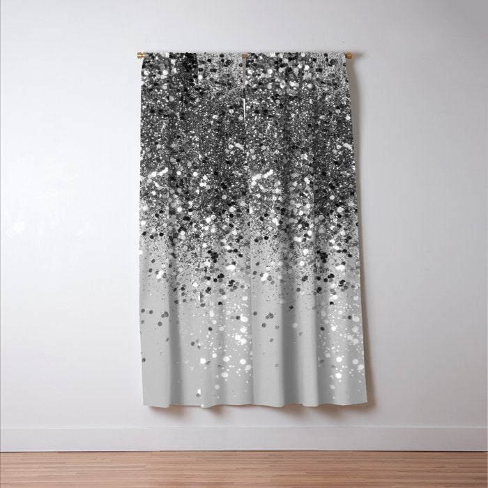 Soft Silver Gray Glitter #1 (Faux Glitter - Photography) #shiny #decor #art #society6 Window Curtain Gallery Image 3