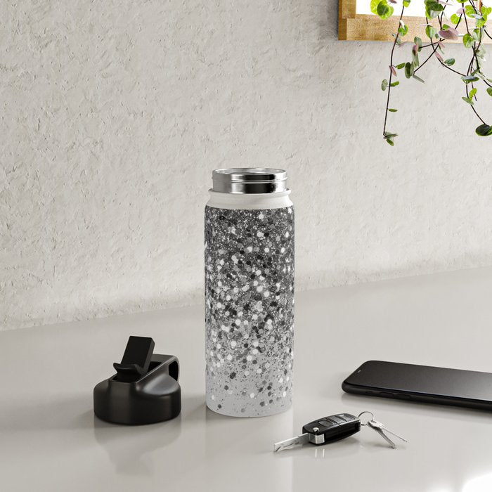 Soft Silver Gray Glitter #1 (Faux Glitter - Photography) #shiny #decor #art #society6 Water Bottle Gallery Image 4