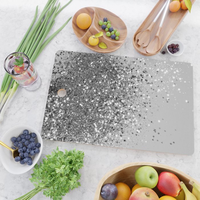 Soft Silver Gray Glitter #1 (Faux Glitter - Photography) #shiny #decor #art #society6 Cutting Board Gallery Image 2
