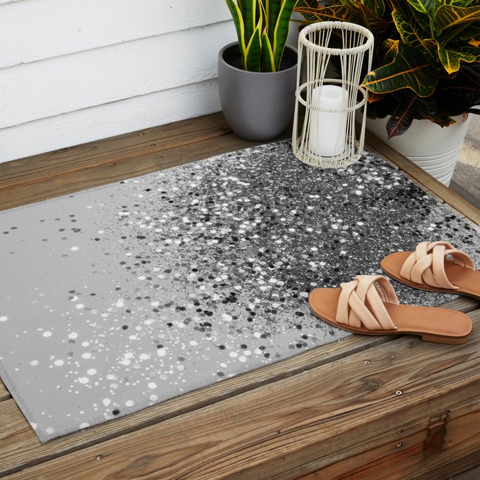 Soft Silver Gray Glitter #1 (Faux Glitter - Photography) #shiny #decor #art #society6 Outdoor Rug Gallery Image 2