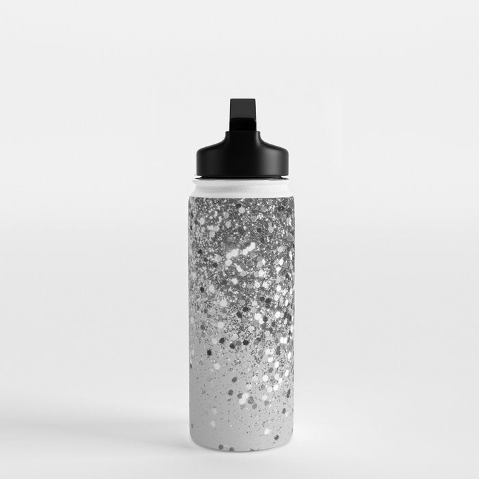 Soft Silver Gray Glitter #1 (Faux Glitter - Photography) #shiny #decor #art #society6 Water Bottle Gallery Image 3