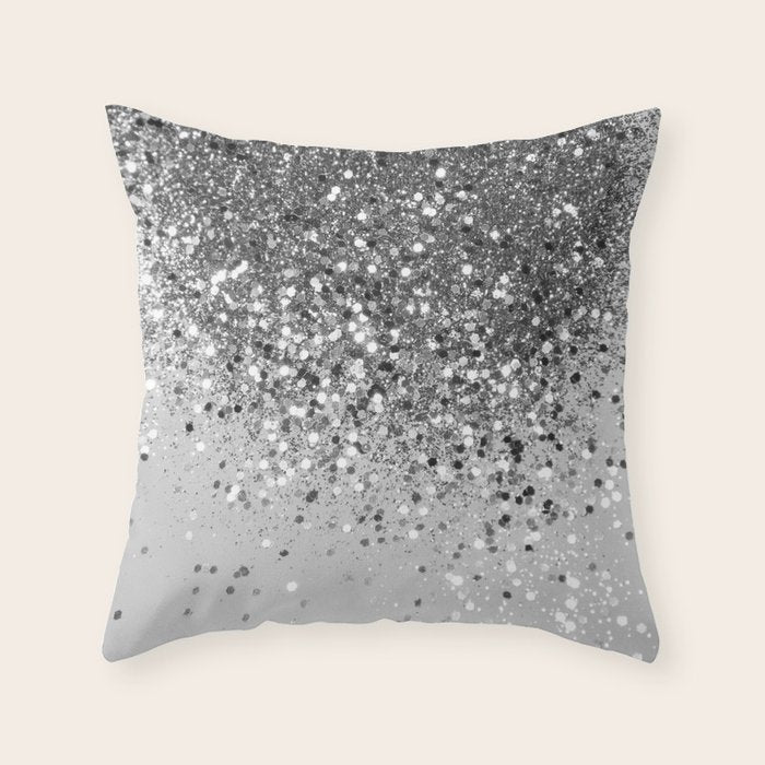 Soft Silver Gray Glitter #1 (Faux Glitter - Photography) #shiny #decor #art #society6 Throw Pillow Gallery Image 1