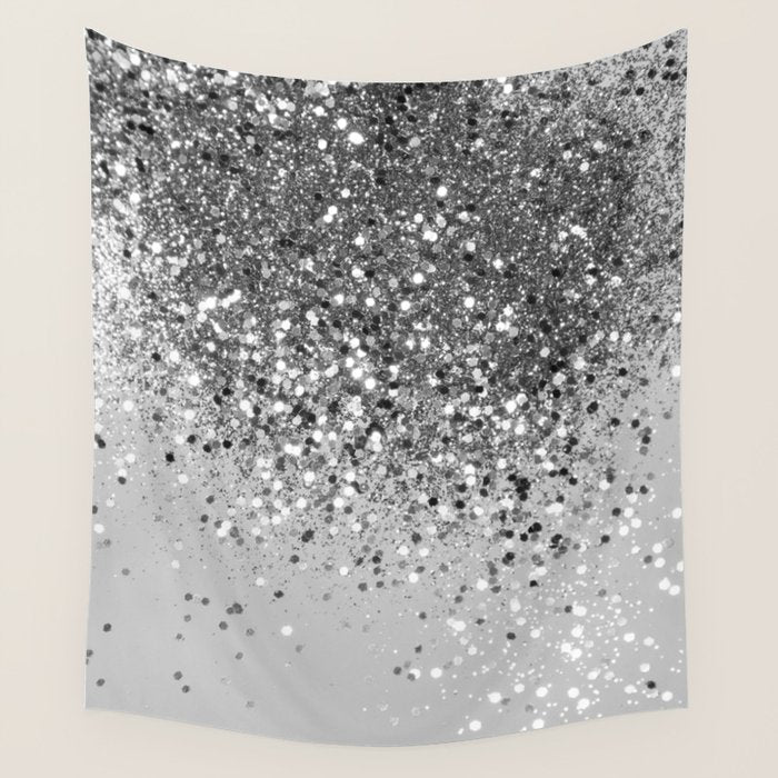 Soft Silver Gray Glitter #1 (Faux Glitter - Photography) #shiny #decor #art #society6 Wall Tapestry Gallery Image 4