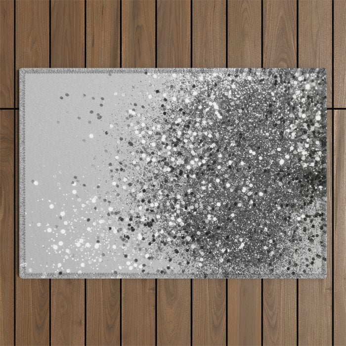 Soft Silver Gray Glitter #1 (Faux Glitter - Photography) #shiny #decor #art #society6 Outdoor Rug Gallery Image 1