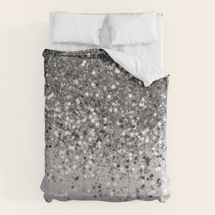 Soft Silver Gray Glitter #1 (Faux Glitter - Photography) #shiny #decor #art #society6 Comforter Gallery Image 1