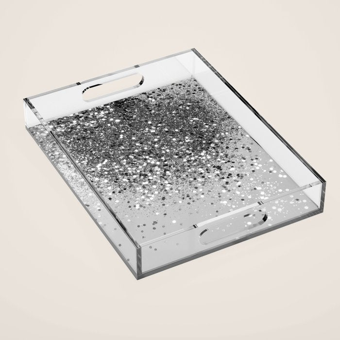 Soft Silver Gray Glitter #1 (Faux Glitter - Photography) #shiny #decor #art #society6 Acrylic Tray Gallery Image 1
