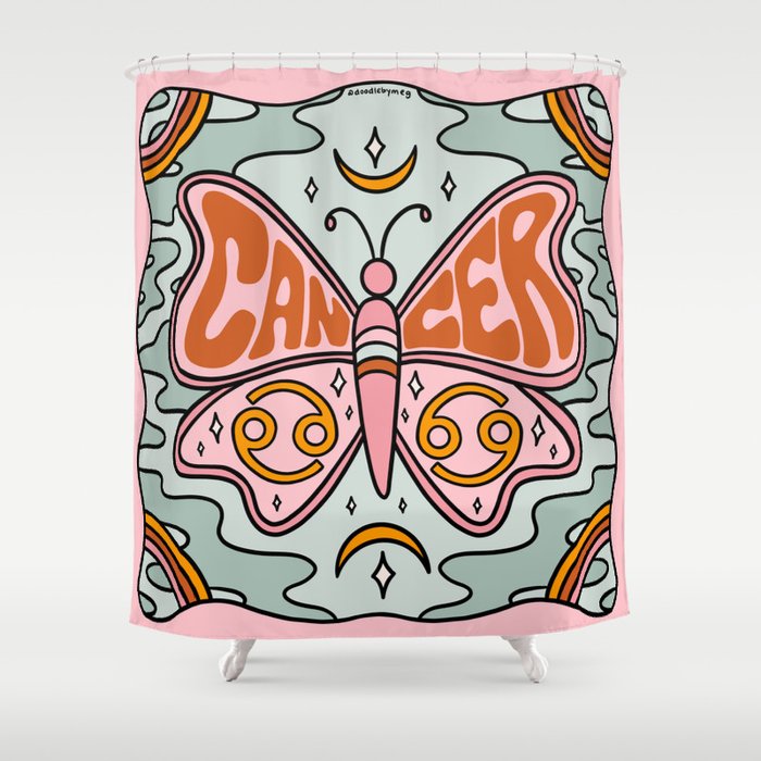 Cancer Butterfly Shower Curtain Gallery Image 1