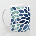 Modern, Blue and Green, Floral Bloom, Botanical Pattern Coffee Mug Gallery Image 3