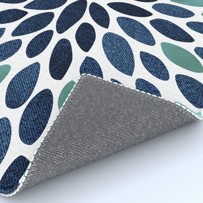 Modern, Blue and Green, Floral Bloom, Botanical Pattern Rug Gallery Image 4