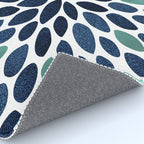 Modern, Blue and Green, Floral Bloom, Botanical Pattern Rug Gallery Image 4