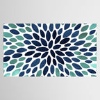 Modern, Blue and Green, Floral Bloom, Botanical Pattern Tablecloth Gallery Image 2