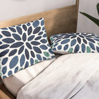 Modern, Blue and Green, Floral Bloom, Botanical Pattern Pillow Sham Gallery Image 2