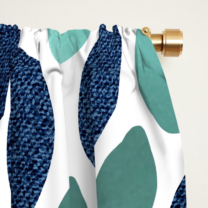 Modern, Blue and Green, Floral Bloom, Botanical Pattern Window Curtain Gallery Image 2